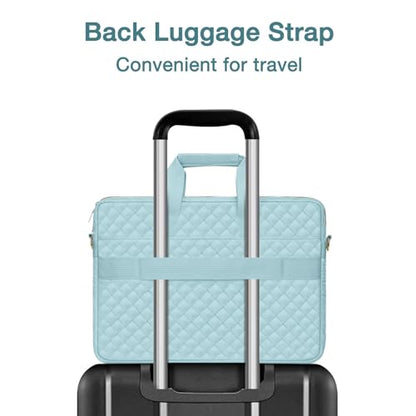 MOSISO 15-16 inch Laptop Bag, Laptop Briefcase Messenger Compatible with MacBook Pro 16/Air 15, HP, Dell, Lenovo, Square Quilted Computer Bag Work Office Business with 3 Pockets&Strap, Ice Blue - color: Ice Blue, size: 16 inch