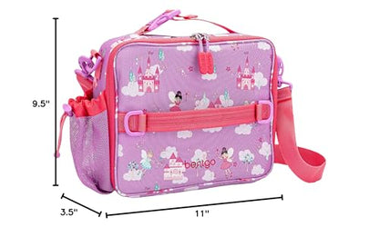 Bentgo Kids Lunch Bag - Durable, Double-Insulated Lunch Bag for Kids 3+; Holds Lunch Box, Water Bottle, & Snacks; Easy-Clean Water-Resistant Fabric & Multiple Zippered Pockets (Fairies) - color: Fairies