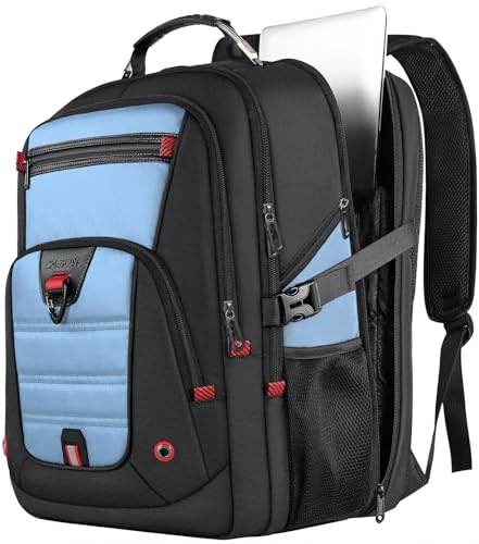 Z-MGKISS 18.4"-19" Extra Large Laptop Backpack, Water-Resistant Gaming Laptop Travel Backpack, Long-Term Durability TSA Backpack with Multiple Compartments, Gifts for Men & Women, Lake Blue - color: Lake Blue, size: 18.4 Inch (22''x15''x12'')