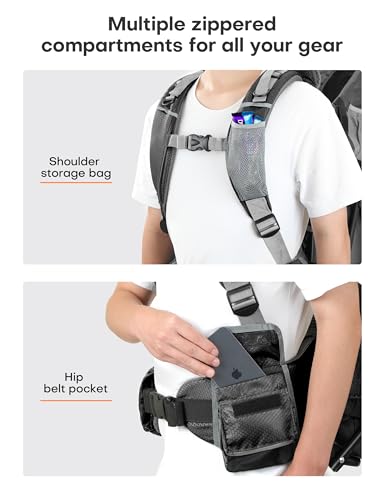 besrey Baby Backpack Carrier, Toddler Hiking Backpack with Safety 3-Height Seat, Adjustable Straps&Waist Belt, Foldable Frame Lightweight Large Capacity Child Carrier for Hiking (Silver Grey) - color: Silver Grey