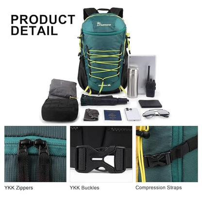 MOUNTAINTOP 25/30L Lightweight Hiking Backpack, Outdoor Daypack - color: 30l-dark Green