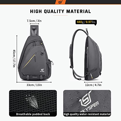 SKYSPER Sling Laptop Bag (Up to 13 Inch) - 18L Crossbody Sling Backpack Travel Shoulder Bag Hiking Daypack for Men Women(Darkgrey) - color: Grey