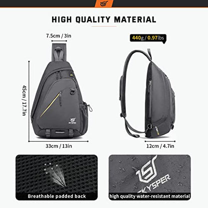 SKYSPER Sling Laptop Bag (Up to 13 Inch) - 18L Crossbody Sling Backpack Travel Shoulder Bag Hiking Daypack for Men Women(Darkgrey) - color: Grey