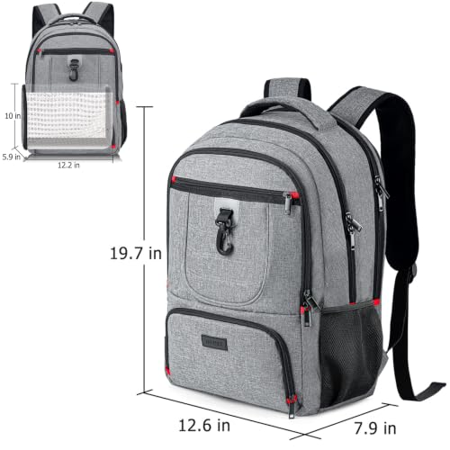 BIKROD Lunch Backpack, Insulated Cooler Lunch Bag Backpack, Large Travel 17.3 Laptop Back Pack Sturdy Computer College School Bookbag for Women Men for Men Women Work Hiking Picnic - color: Grey