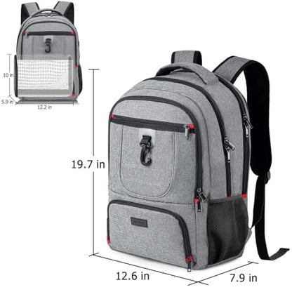 BIKROD Lunch Backpack, Insulated Cooler Lunch Bag Backpack, Large Travel 17.3 Laptop Back Pack Sturdy Computer College School Bookbag for Women Men for Men Women Work Hiking Picnic - color: Grey