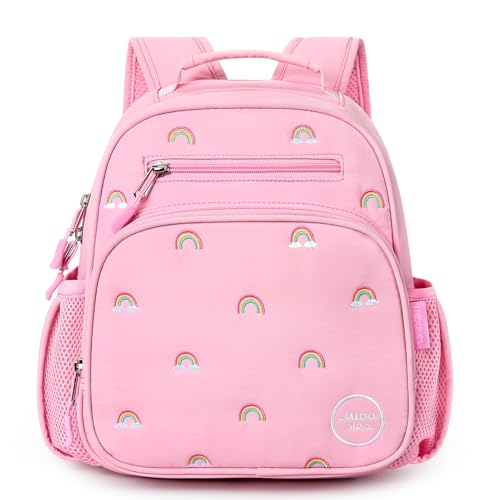 mibasies Toddler Backpacks for Girls 2-4: Quilted Backpack for Preschool Prek Daycare - Cute 12 Inches Bookbag for Little Kids Rainbow Pink - color: Rainbow Pink, style: Toddler-12"h(not Fit Folder)