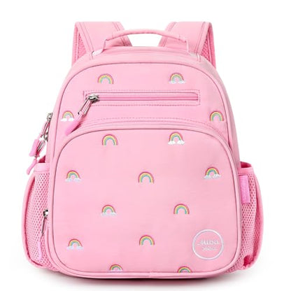 mibasies Toddler Backpacks for Girls 2-4: Quilted Backpack for Preschool Prek Daycare - Cute 12 Inches Bookbag for Little Kids Rainbow Pink - color: Rainbow Pink, style: Toddler-12"h(not Fit Folder)