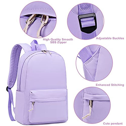 Bluboon School Backpack for Teen Girls Women Laptop Backpack College Bookbags Middle School Travel Work Commuter Back Pack（Lavender） - color: Light Purple