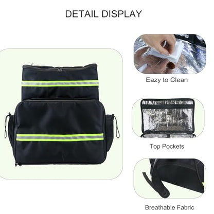 Extral Large Food Delivery Backpack,17"x17"x16" Insulated Pizza Delivery Backpack fits 14'' 16'' Pizzas, Motorcycle Food Delivery Bag for Bike with 4 Pockets for Uber Eats, Doordash