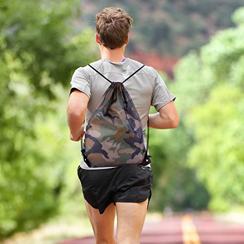 KUUQA 12 Pack Camouflage Drawstring Backpack Bulk String Backpack Cinch Kids Sport Bags Storage Bags for Gym Traveling (Camouflage) - color: Camouflage