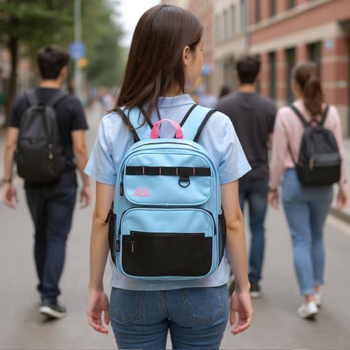 Summit Ridge Travel Backpack for Men and Women, Spacious Work Daypack with Water Bottle Pockets (Light Blue) - color: Light Blue