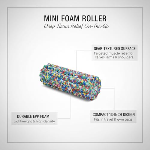Mini Gear-Textured Foam Roller, 13-Inch Portable EPP Roller for Travel, Gym & Home Workouts