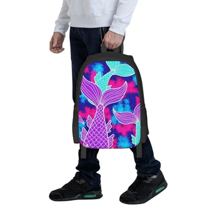 Slim Anti Theft Laptop Backpack Mermaid Tail Purple, Large Volume Travel Daypack Durable Polyester Carry Bag for Office Business Outdoor Trekking - color: Design (873)