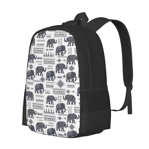 Slim Anti Theft Laptop Backpack African Ethnic Elephant, Large Volume Travel Daypack Durable Polyester Carry Bag for Office Business Outdoor Trekking - color: Design (1203)