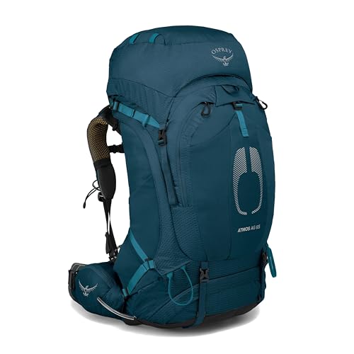 Osprey Atmos AG 65L Men's Backpacking Backpack, Venturi Blue, S/M - color: Venturi Blue, size: Small-Medium