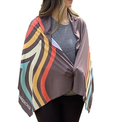 SHAKEitCOOL Large Cooling Shawl - Instant Heat Relief for Outdoor Events - color: Retro Wave