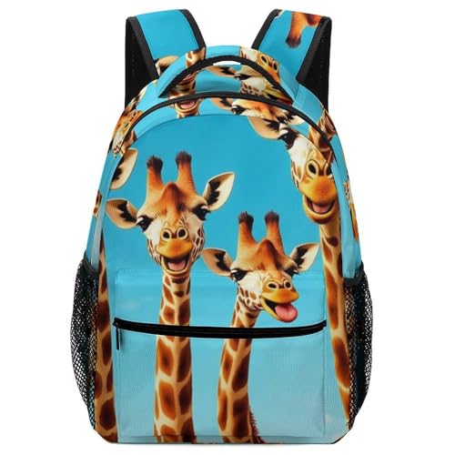 Mens Portable Backpack with Side Pocket Lightweight Laptop Backpack Giraffe Selfie Book Bag Casual Daypack for Office Travel Hiking - color: Color(535)