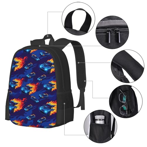 Sturdy Polyester Shoulder Pack Blue Red Fire Truck, Anti Theft Spacious Camping Rucksack Casual Daily Bag for Men Women Fitness Outdoor Activity - color: Design (579)