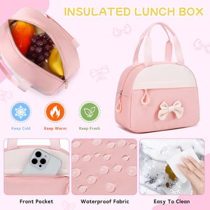 Girls Backpack, School Backpack for Girls, Cute Bow Kids Bookbag for Grils Children Teens for Elementary Middle High School Student, Back To School, Pink 3pcs - color: Pink-3pcs