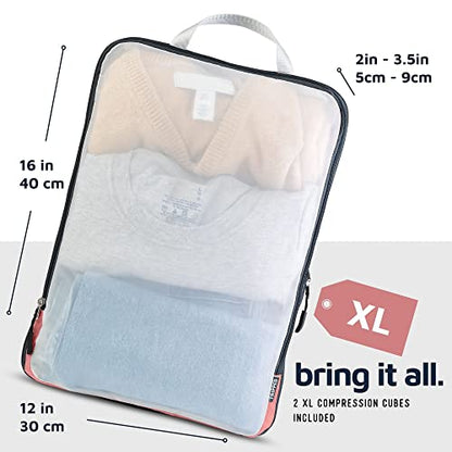 Large Packing Cube Set with See Through Mesh- Compression Packing Cubes Travel Organizers by TRIPPED Travel Gear (Dusty Rose) - color: Dusty Rose