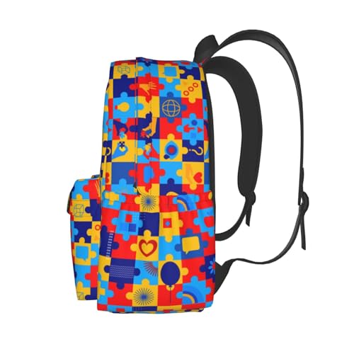Autism Awareness Backpack School Bag Lightweight Bookbag Casual Daypack for Girls Boys Kids Women Men Travel Laptop 16 Inch - color: Autism