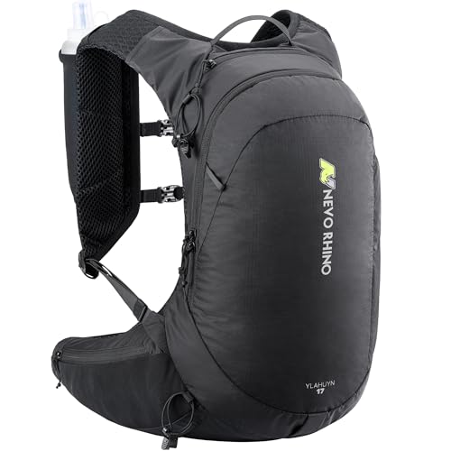 N NEVO RHINO 17L Hydration Backpack with 500ml/17oz Soft Flask for Men & Women, Lightweight Hiking Backpack, Water Backpack for Hiking, Camping, Traveling - color: Black