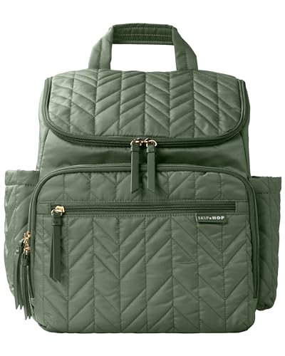 Skip Hop Diaper Bag Backpack: Forma, Multi-Function Baby Travel Bag with Changing Pad & Stroller Attachment, Sage - color: Sage