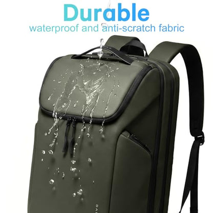 FUTURE AESTHETICS Business Commute Backpack for Men and Women, Waterproof 15.6 Inch Laptop Backpack, Durable Flight-Approved Travel Backpack for Work/College, Green - color: Green