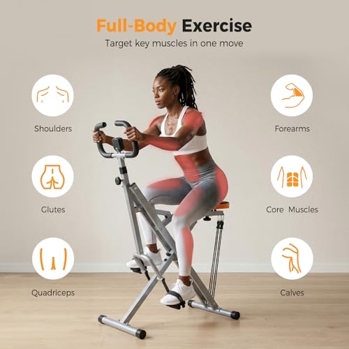 NEWBULIG Squat Machine, 330 LBS Capacity Glute Workout Equipment for Home, Full Body Exercise Rower with Adjustable Resistance, Foldable Glute Exercise Machine