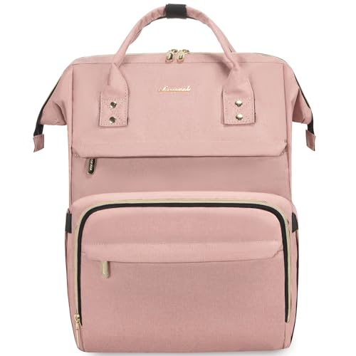 LOVEVOOK College Laptop Backpack, 15.6 Inch Travel Backpack for College, Waterproof Work Backpack Woman for Teacher Nurse Anti-theft Travel Back Pack, Gifts for Women, Light Pink - color: Light Pink, size: 15.6 inch