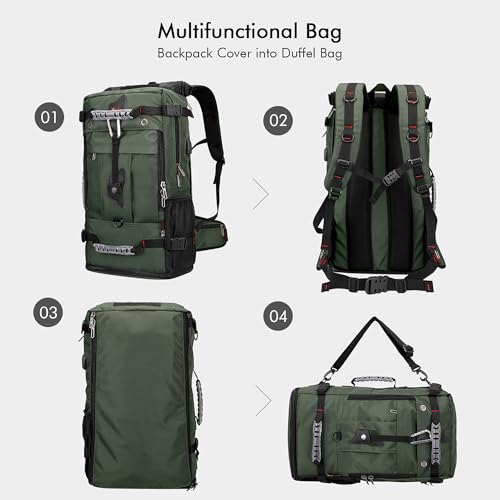 WITZMAN Travel Backpack for Men Large Duffle Luggage Bag Fit 17 Inch Laptop Carry On Bags for Airplane (B681 Army Green) - color: Army Green