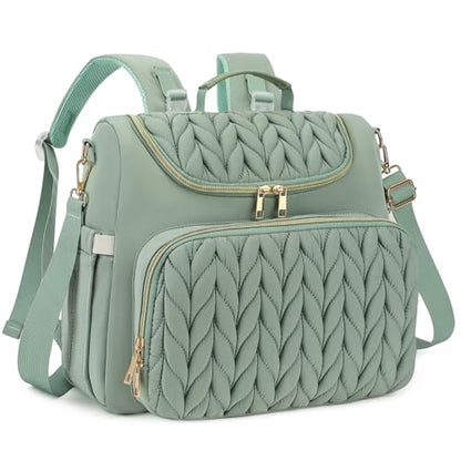 Small Diaper Bag Backpack Quilted Mini Baby Crossbody Diaper Bag Tote for Mom and Baby Girls Boys (Matcha Green) - color: Matcha Green