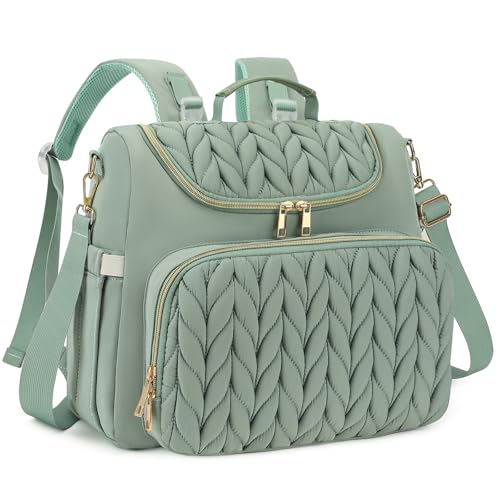 Small Diaper Bag Backpack Quilted Mini Baby Crossbody Diaper Bag Tote for Mom and Baby Girls Boys (Matcha Green) - color: Matcha Green