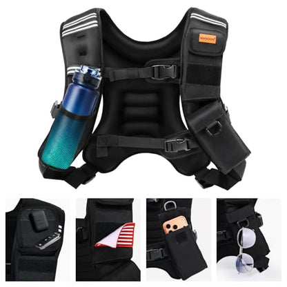 WANOON Weighted Vest for Men Women, 8lb/12lb/16lb/20lb/30lb/40lb Fixed Weight, Plus Size Fitness Vest with Phone Pocket & Reflective Strips for Walking Running Rucking Strength Training - size: 16lb