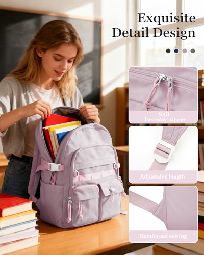 weradar Aesthetic College Backpack Women,Students Casual Travel Daypacks,High School Bookbags For Teen Girls,Cute School Backpack With Lots of Pockets(purple) - color: A2-purple