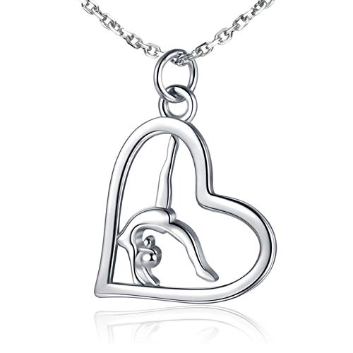 Sariel Gymnastics Gifts for Women Gymnast Necklace 925 Sterling Silver Gymnastics Fashion Jewelry Pendant Birthday - color: Silver