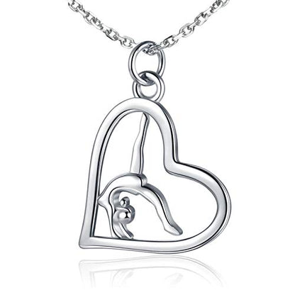 Sariel Gymnastics Gifts for Women Gymnast Necklace 925 Sterling Silver Gymnastics Fashion Jewelry Pendant Birthday - color: Silver