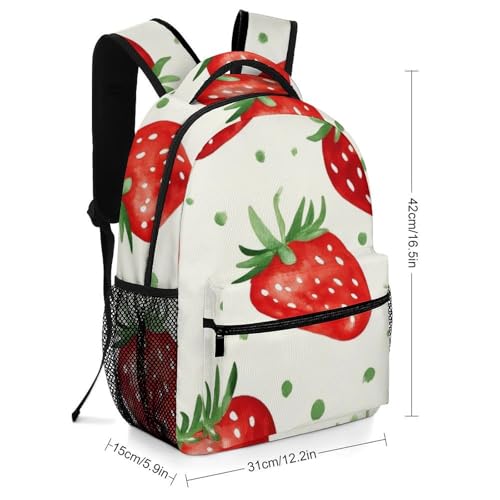 Men's Portable Backpack Lightweight Bookbag Strawberry Fruit Large Laptop Backpack with Adjustable Strap Casual Daypack for College Office - color: Color(538)