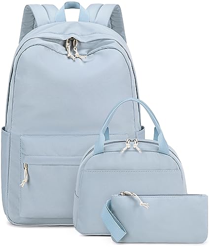 Bluboon Teens Backpack Set Girls School Backpack Lunch Box Pencil Bags Student Bookbags 3 in 1 - color: Grey-3 Sets
