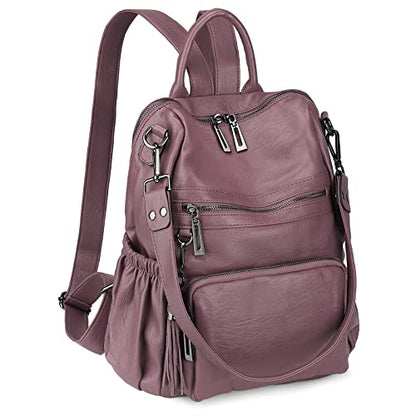Uromee Travel Backpack Purse for Women Vegan Leather Ladies Fashion Tassel Shoulder Bag Convertible - color: 0243 Purple