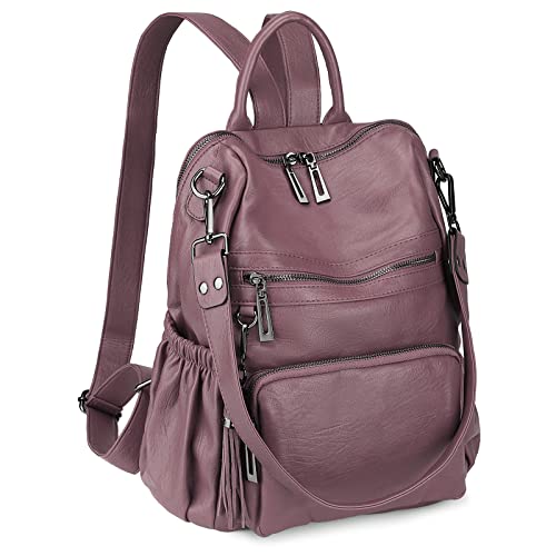 Uromee Travel Backpack Purse for Women Vegan Leather Ladies Fashion Tassel Shoulder Bag Convertible - color: 0243 Purple
