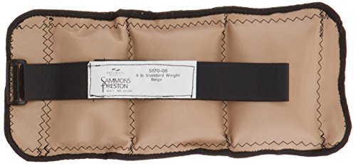Sammons Preston Cuff Weight, 6 lb, Beige, Velcro Strap & D-Ring Closure, Grommet for Easy Hanging, Lead Free Steel Ankle & Wrist Weights, For Strength Building & Injury Rehab, Sold Individually - style: 6 lbs.