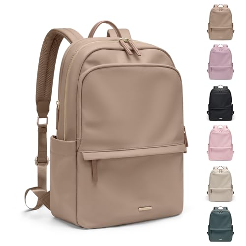 GOLF SUPAGS Women Laptop Backpack Casual Daypack for Work Travel College Backpack Purse Fits 15.6 Inch Notebook (Champagne) - color: Champagne-upgrade, size: 15.6 Inch
