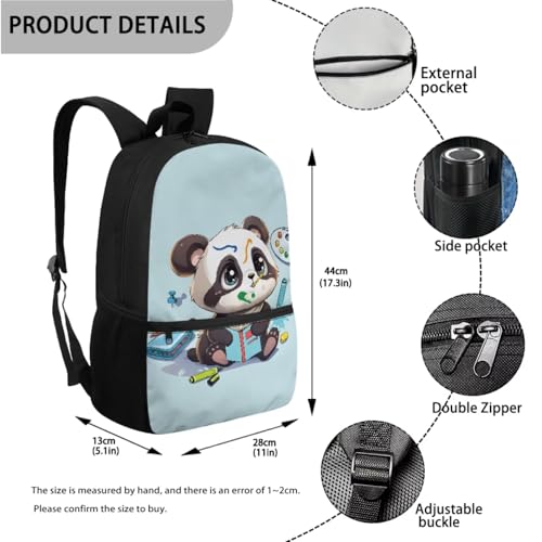 ZOUTAIRONG School Bags for Girls Boys 7-10/10-12/12-16, Cute Panda Insulated Water Bottle for Hot & Cold Drinks Casual Backpack with Side Pockets - color: Cute Panda