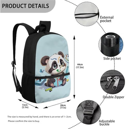 ZOUTAIRONG School Bags for Girls Boys 7-10/10-12/12-16, Cute Panda Insulated Water Bottle for Hot & Cold Drinks Casual Backpack with Side Pockets - color: Cute Panda