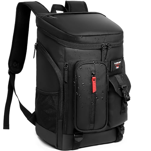 TUGUAN Cooler Backpack 36 Cans Insulated Leak Proof Lightweight Lunch Backpack for Men Work Portable Travel Thermal Bag Compartment Camping Hiking Beach Pincnic Cooler for Women - color: Black-Pu