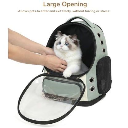 Cat Bubble Backpack Carrier, TSA Airline Approved Pet Travel Bag for Small Medium Dogs, Clear Hiking Camping Backpack for Cats, Kitten and Puppy up to 18 lbs, Green Bubble - color: Green Bubble