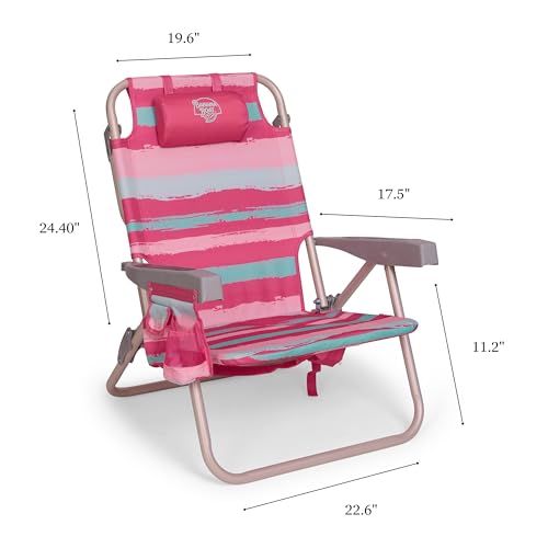 Banana Boat Backpack Beach Chair Lightweight and Portable 5-Position with Lay Flat Outdoor Heavy Duty Tanning Chair, Painter Stripe (2 PK) - color: Painter Stripe (2 Pk)