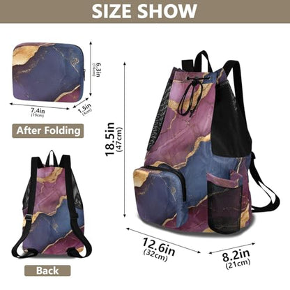 Drawstring Gym Bags For Men Women Climbing Gym Bag With Pockets Cinch Bags Waterproof Marble Burgundy Navy Blue - color: Color 25