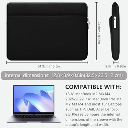 13 Inch Laptop Sleeve Portable Carrying Case with Front Pocket Padded Computer Pouch Cover Compatible with MacBook Air 13.6 Inch M4 M3 M2 2025-2022, 14 Inch MacBook Pro M4 M3 M2 M1, Black - color: Black, size: 13 inches
